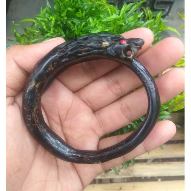 Gelang akar bahar hitam ukir macan/gelang akar bahar hitam