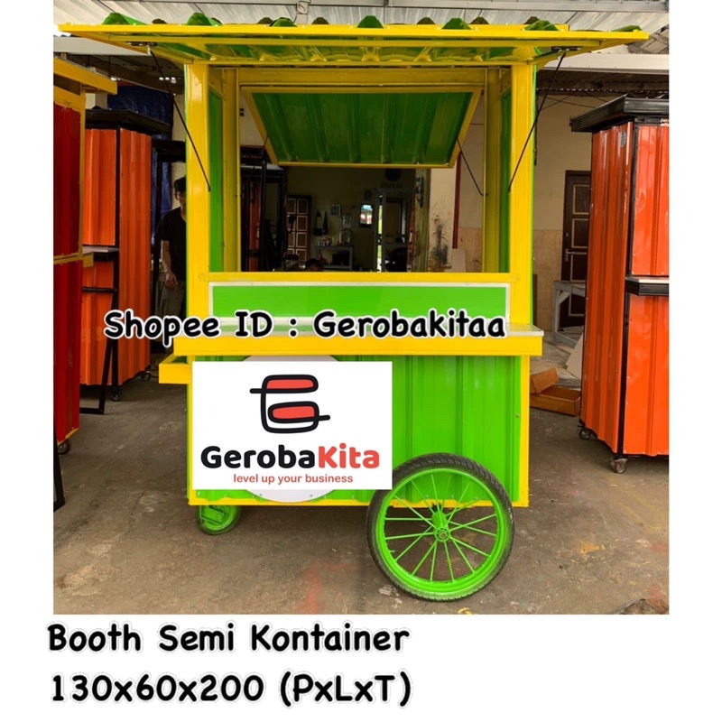 Booth container dorong ringan / booth dorong murah / booth container dorong / gerobak kontainer dorong / gerobak dorong