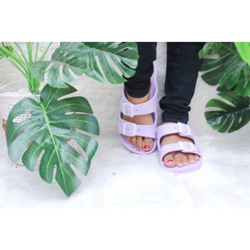 SALE !! Sandal Wanita Slide Havana Birken Sendal Slide Cewek Sandal Selop Wanita Havana Sandal Slop-Lilac