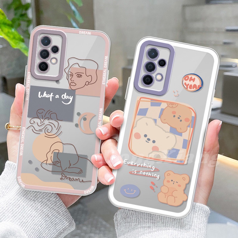 Soft Case TPU Motif Beruang Untuk Samsung A13 A03S A23 A13 A12 A32 A22 A21S A22 A52 A72 A50 A20 A51 A71 A10s A11 M12 A53 S21 FE S20