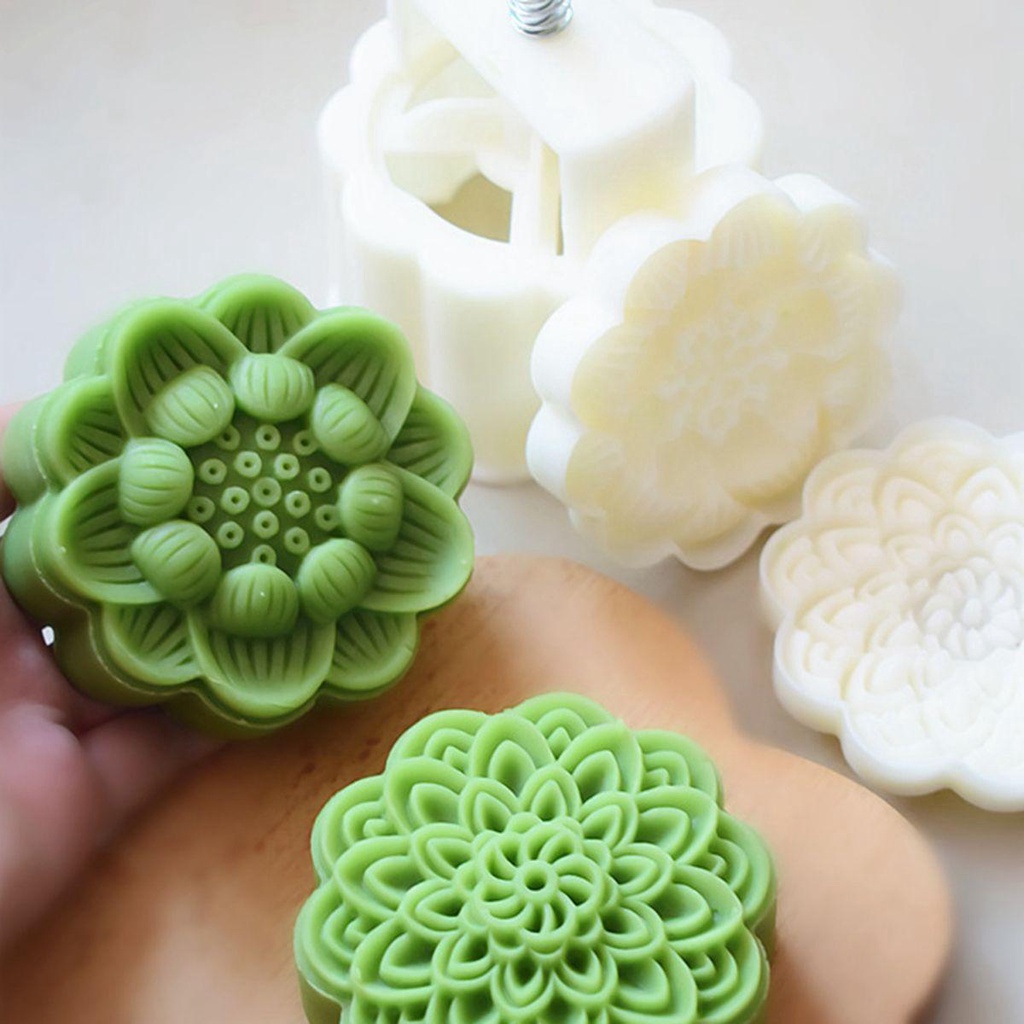 [Elegan] Cetakan Mooncake Oriental Gaya China 3D Kue Kacang Hijau Lotus Shaped Baking Cetakan Kue Bulan