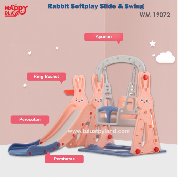 Happy Play Rabbit Softplay Slide Swing Basket WM 19072 19073 Mainan Perosotan Ayunan Kelinci Murah