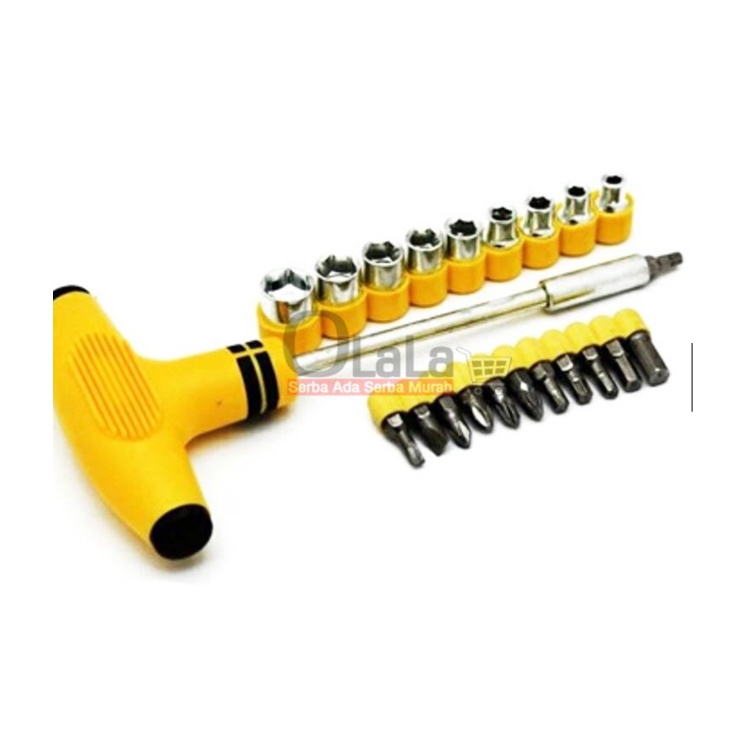 Obeng Kunci Sock T Plus Palu 20 in 1 Screwdriver Tools - Kuning JL-1080