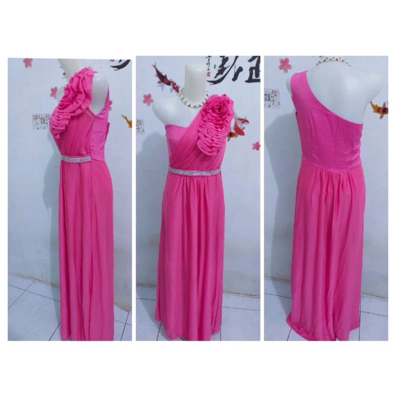 dress pesta Preloved gaun pesta longdress thrift pink dress