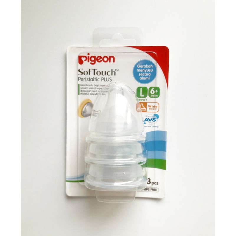 Pigeon Nipple Peristaltic Plus Wide Neck size L isi 3 Dot bayi