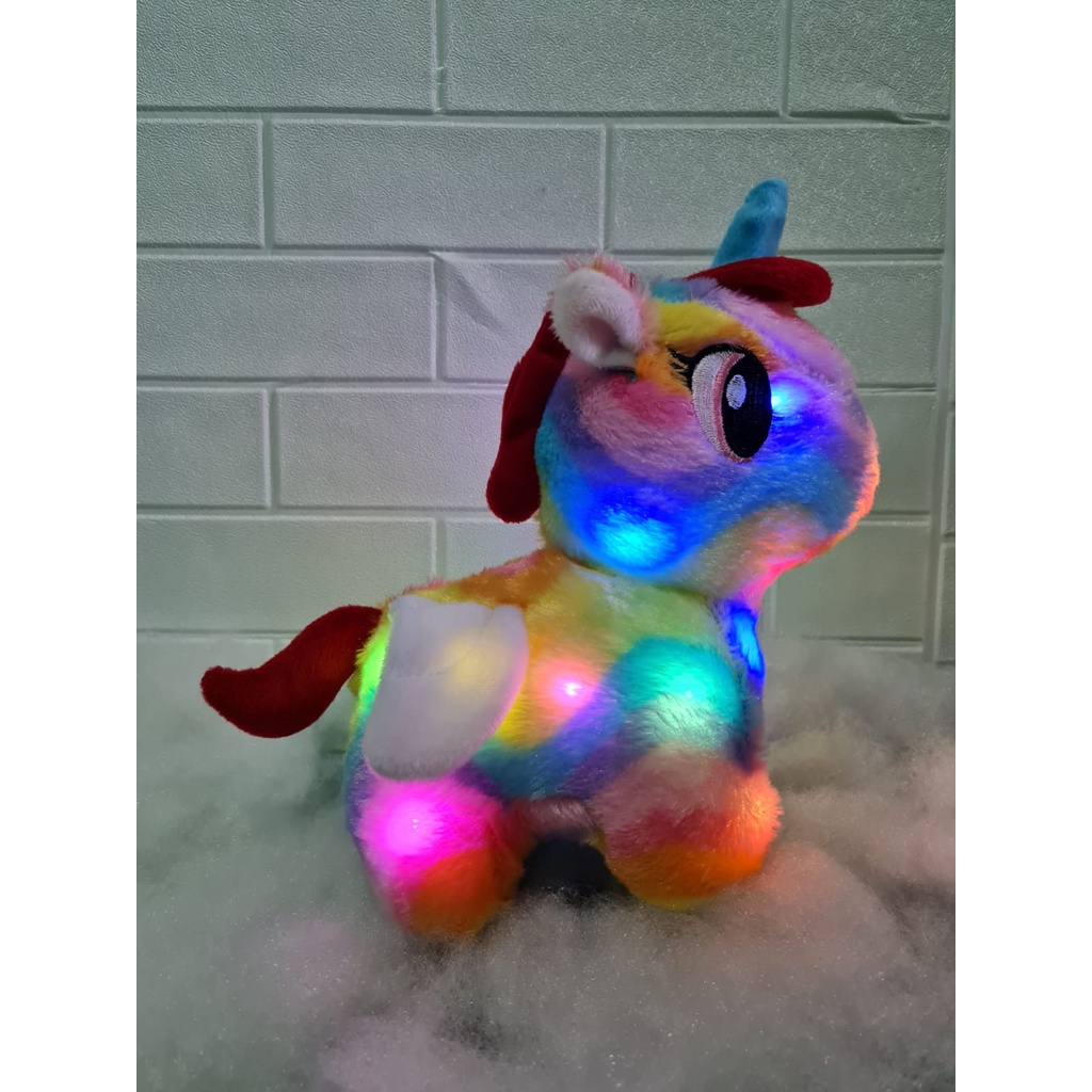 Boneka kuda unicorn led rainbow mainan anak perempuan boneka terbaru kuda unicorn