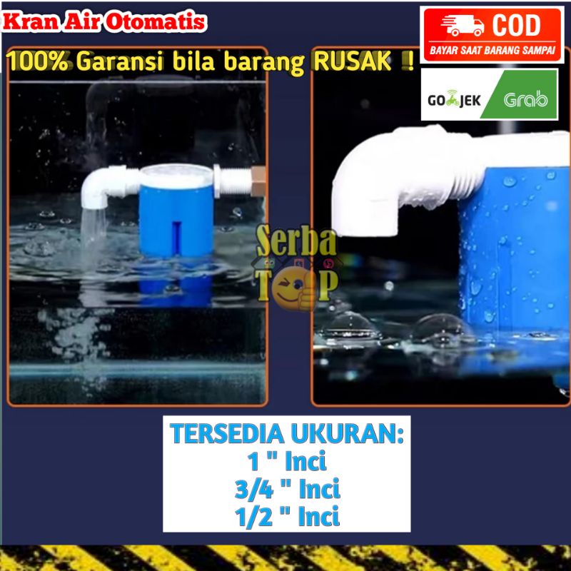 Kran air otomatis pelampung Ukuran 1" 3/4" 1/2" inci inch bak mandi tandon air kran otomatis