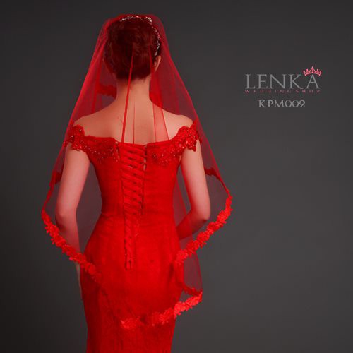 [PALING LARIS]  BRIDAL WEDDING VEIL MERAH AKSESORIS PERNIKAHAN PENGANTIN KPM002