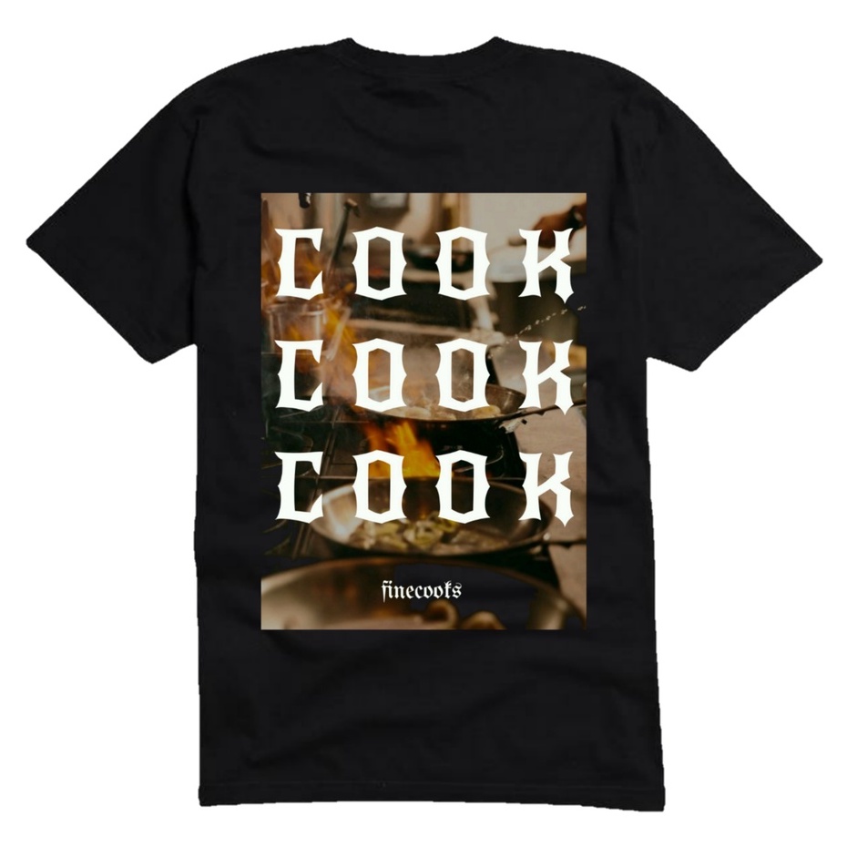 FINECOOKS T-SHIRT-CERSEI Kaos chef Pria Cotton Combed lengan pendek sablon Laster Plastisol