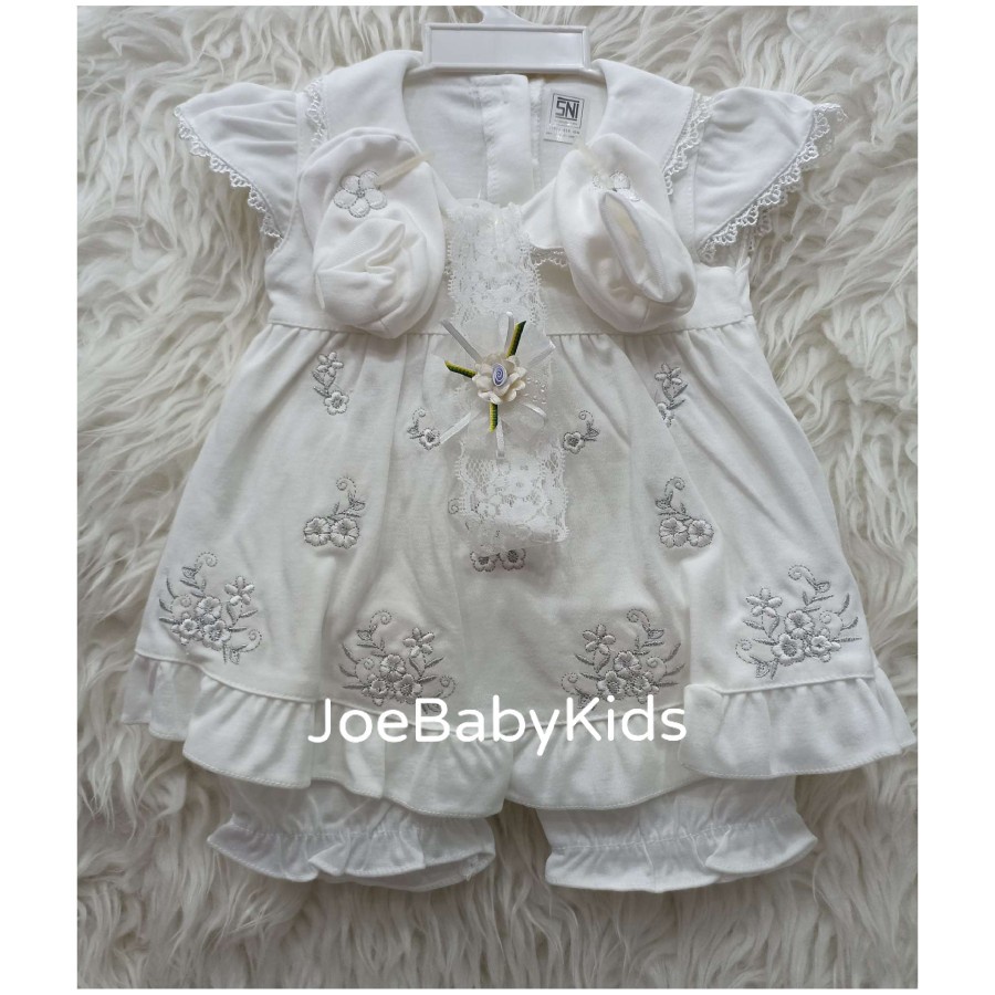Fashian Dress bayi cewek putih set / Dress bayi perempuan set lutih / Dress bayi akikah / Dress bayi