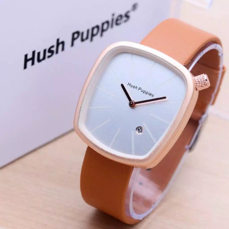 (Grosir)Jam Tangam Wanita Hush Puppies Sergi Tanggal Aktif Strap Kulit(Terima Cod)