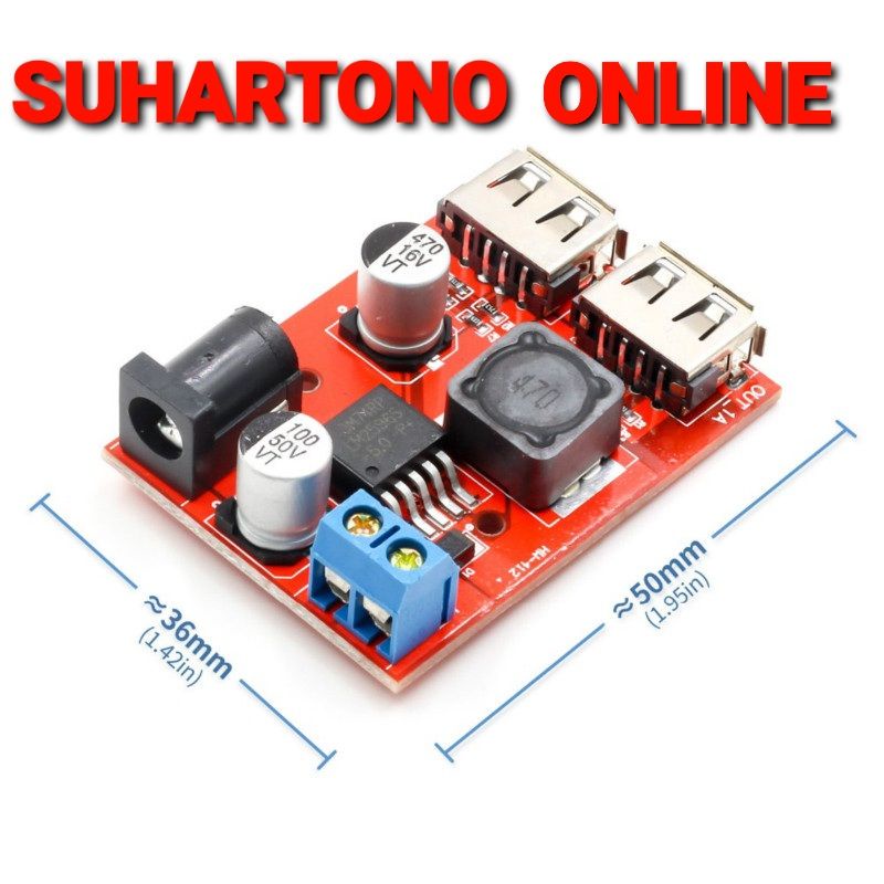 LM2596 LM2596S Dual USB DC-DC 9V 12V 24V 36V to 5V 3A StepDown Charger