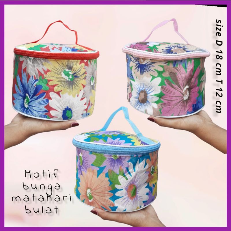 POUCH MIKRO BENTUK BULAT TEMPAT MAKE UP SERBAGUNA