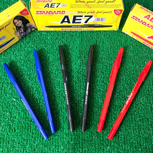 

Pulpen Standard AE7 / Bolpen Standar Hitam - Biru - Merah