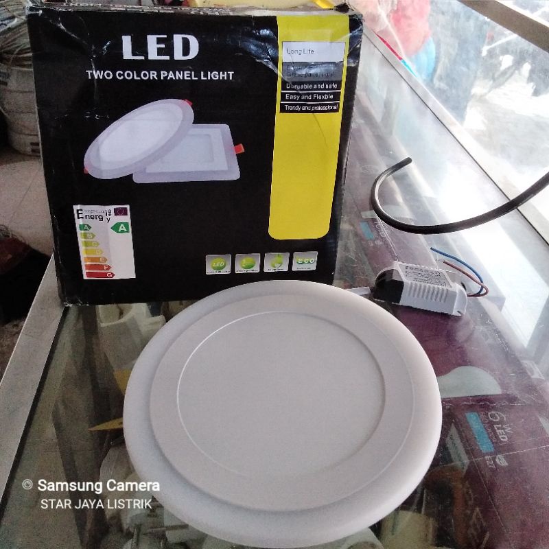 Downlight LED Bulat Inbow 2 Warna 12+4W Putih-Kuning