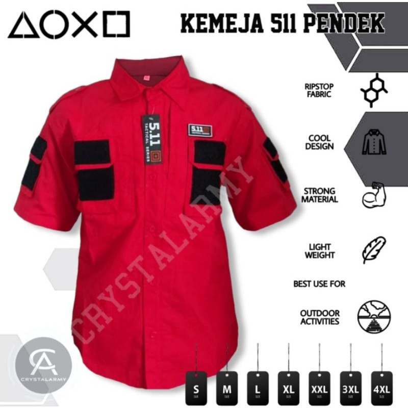 kemeja Tactical 5.11 pendek | Baju Kemeja Taktikal Lapangan | Polisi | Army