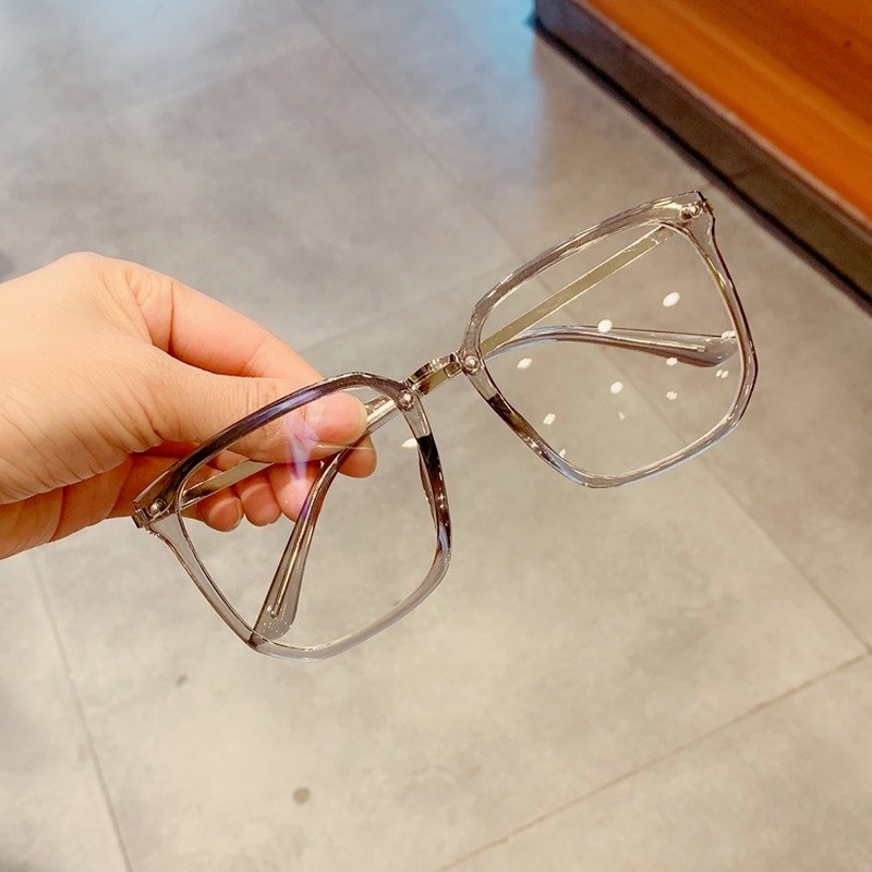 (YUZHU) Korean Style Transparent Anti-blue Light Glasses New Fashion Oversized Square Frame Glasses Women