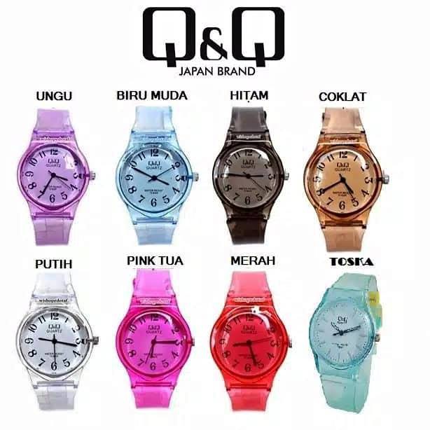 Jam Tangan Karet Q&Q Jelly Transparan Tali Bening Jam Tangan QQ Pria Wanita Jelly Bening