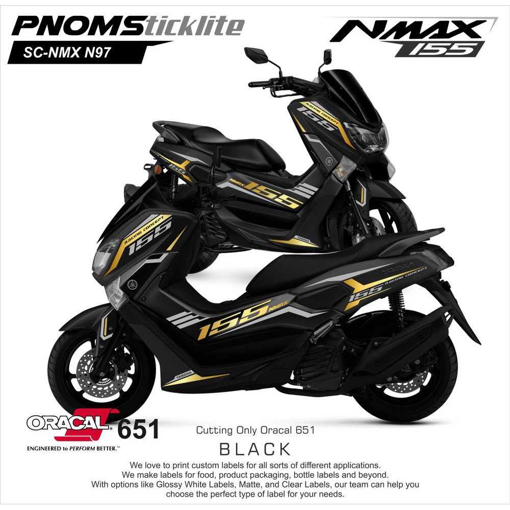 Cutting Sticker Nmax abu² Gold / Sticker Body motor nmax Hitam