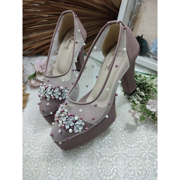 sepatu rafaizoutfit model violia Mauve tinggi 10cm