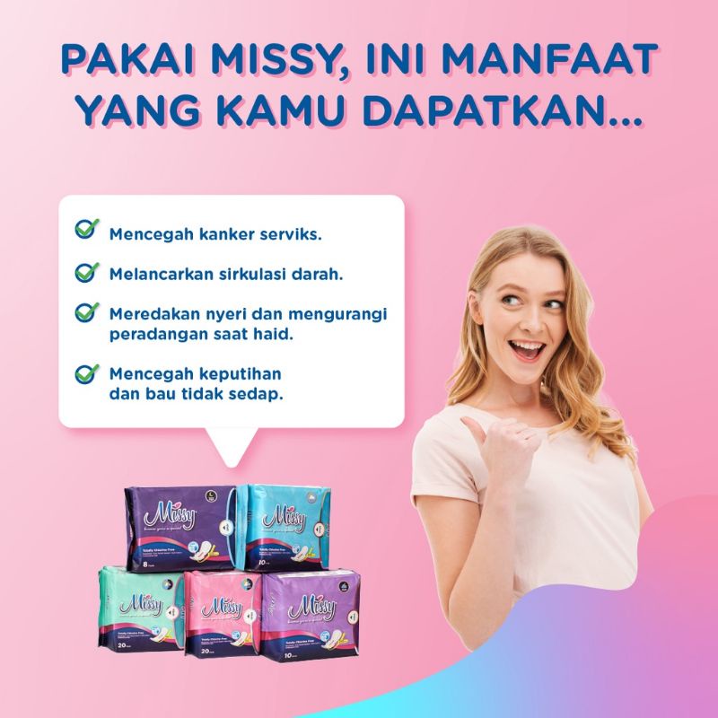 Missy Pembalut Pantyliner Wanita 100% Original Anti Bakteri Jamur Softex Super Thin