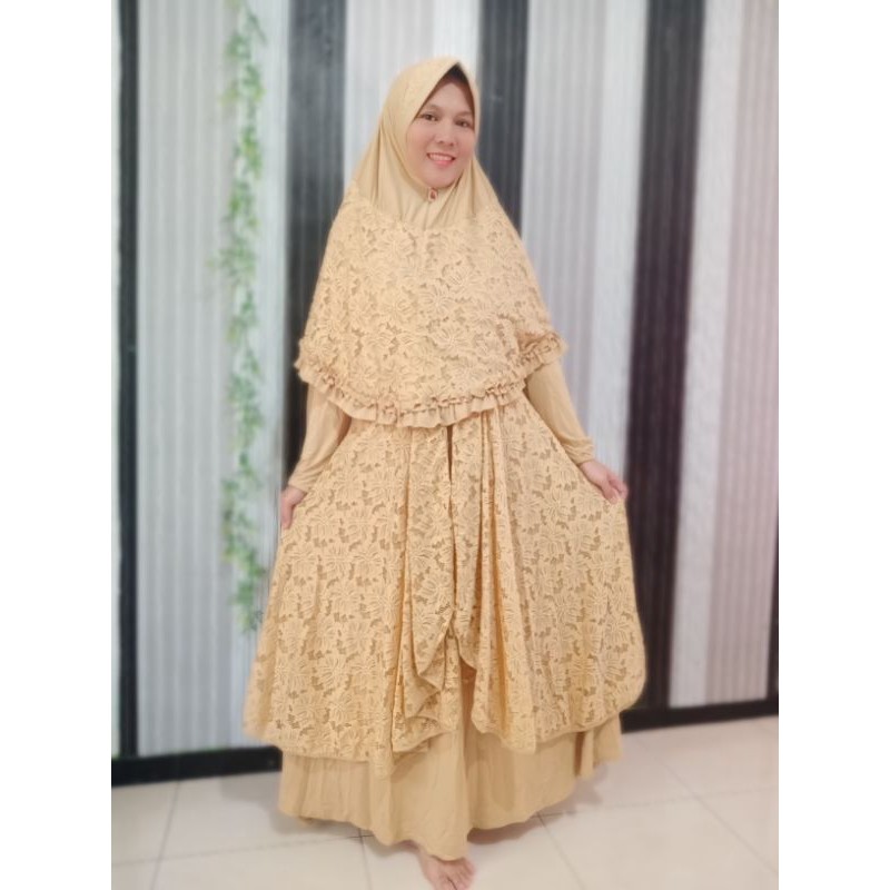 Gamis brukat coklat