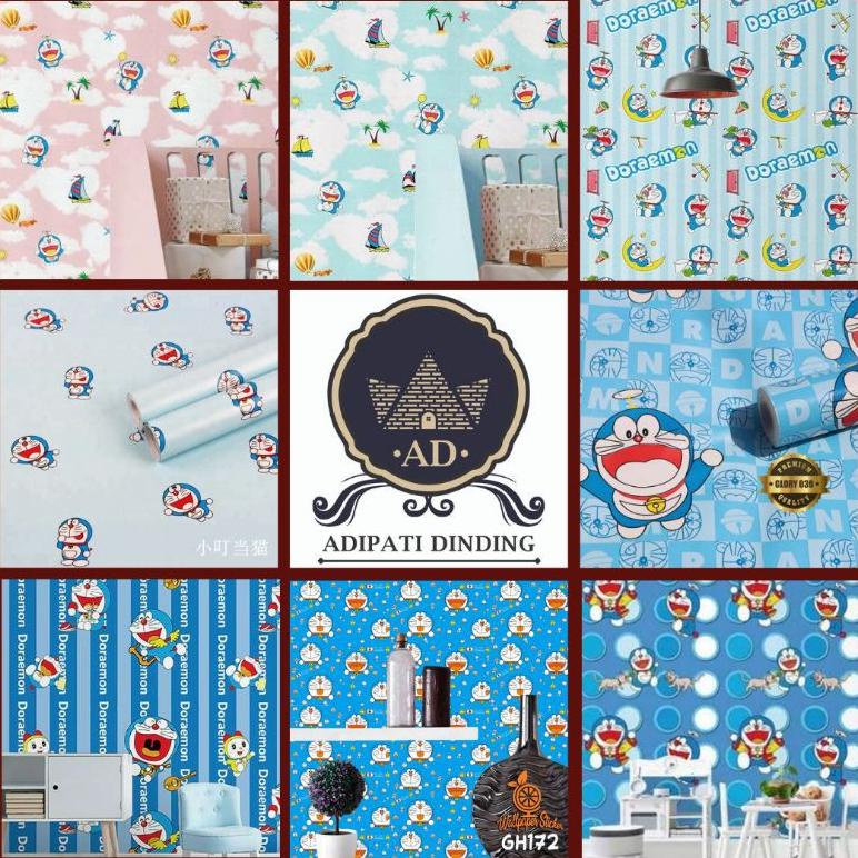 WALLPAPER MOTIF DORAEMON,WALLPAPER STIKER DINDING MOTIF DORAEMON,WALLSTIKER ANAK,WALLPAPER KARTUN TE