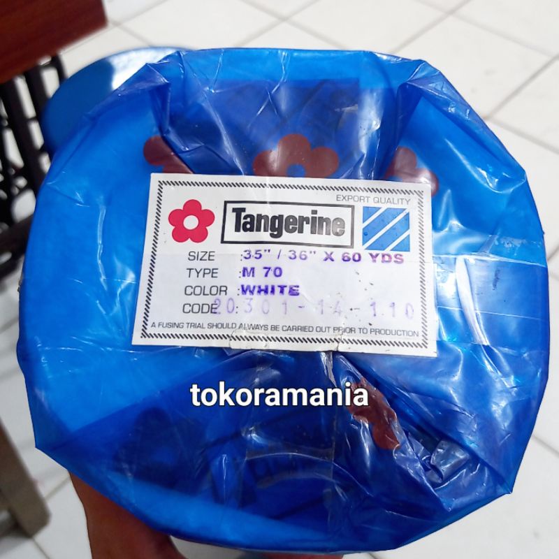 [per meter] Kain Keras Leher M70 Tangerine