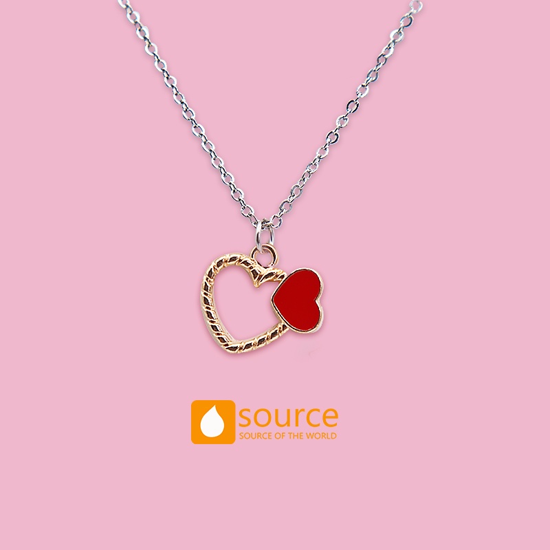 Kalung Rantai Liontin Hati Cupid Hollow Bahan Stainless Steel Untuk Wanita