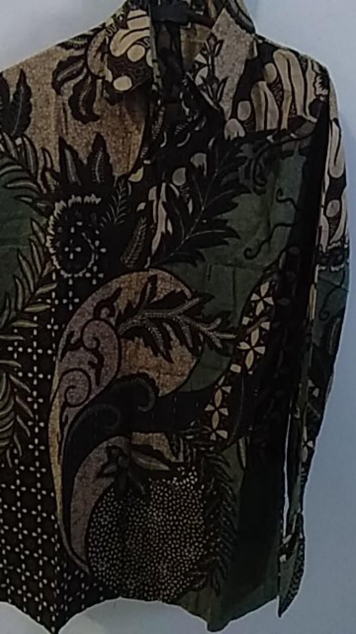 Kemeja Batik Pria Lengan Panjang Size M L Xl Xxl  Bswart Batik Hrb026 Kenongo Hem Panjang Padi