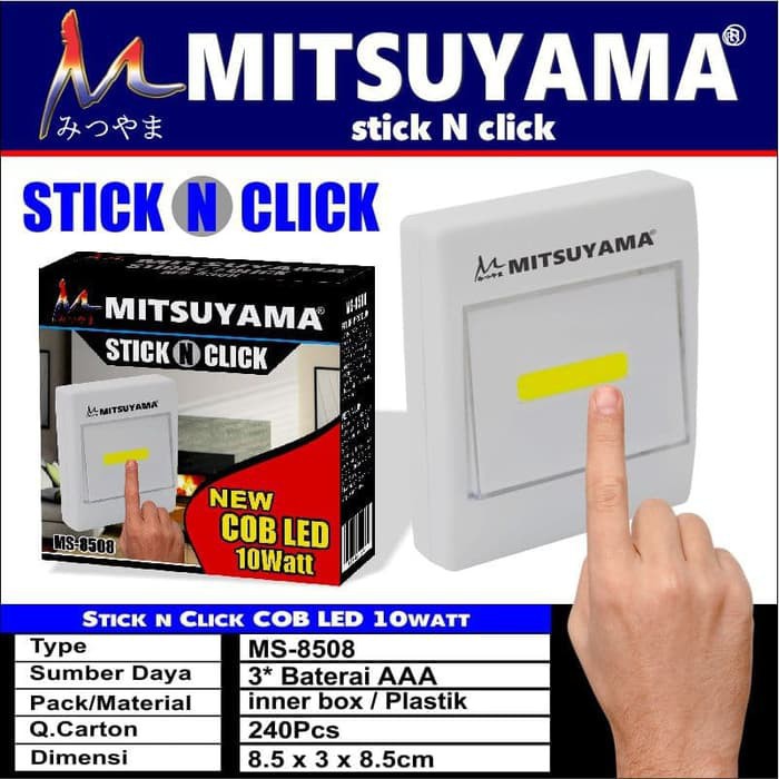 Stick 'n Click COB Mitsuyama MS-8508 | Touch Lamp Lampu Tempel Emergency LED