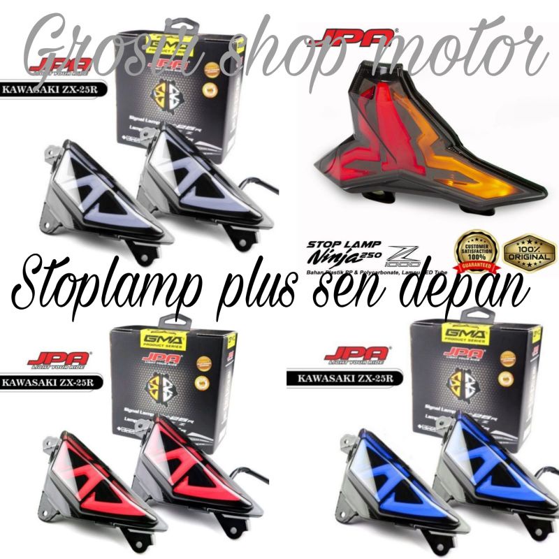 paketan Stop lamp led JPA plus Sen sein led JPA Ninja 250 fi new , Zx25r / Lampu sen depan JPA + Lam