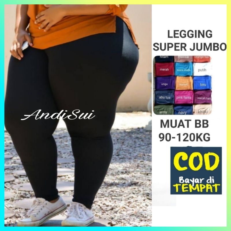 Legging Super Jumbo Panjang Polos BB dari 45 kg - 120kg BIG SIZE L-XXXXL