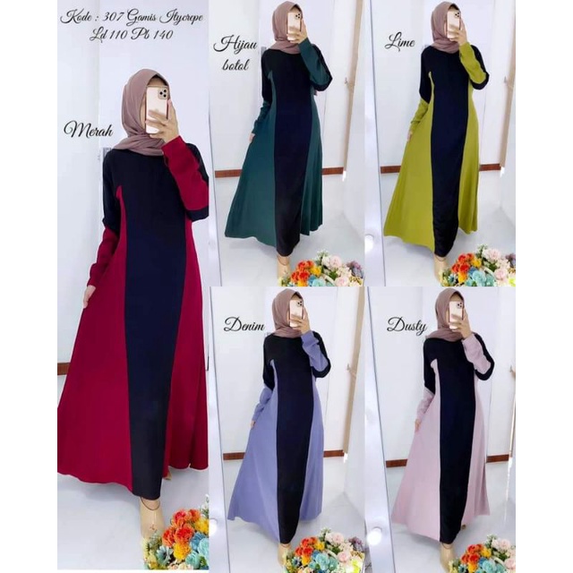 307 Gamis Kombi Warna Ori Ribyka Collection