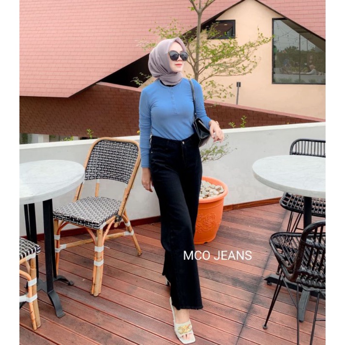 OOTD SZ 27-34 Jeans Kulot Hitam Premium - Kulot Jeans Hitam