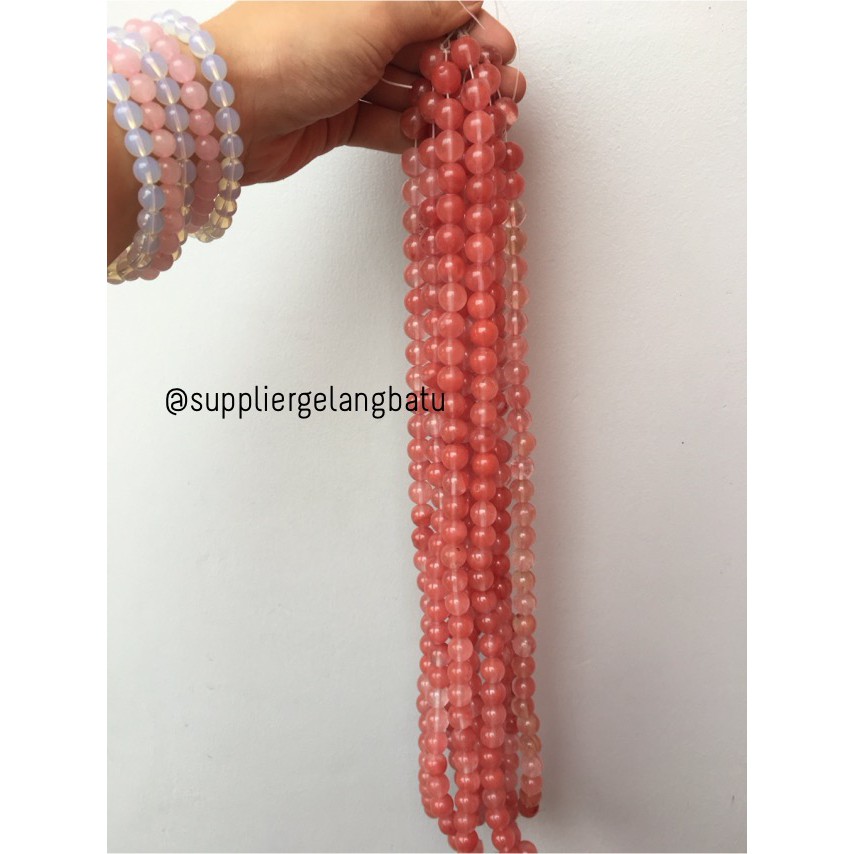CHERRY QUARTZ 12mm dark pink beads manik batu alam renceng akik besar crafting aksesoris pria wanita