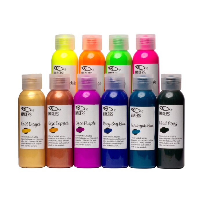 

Acrylic Neon Paint Series Set of 10 100 ml by MAKERS BALI