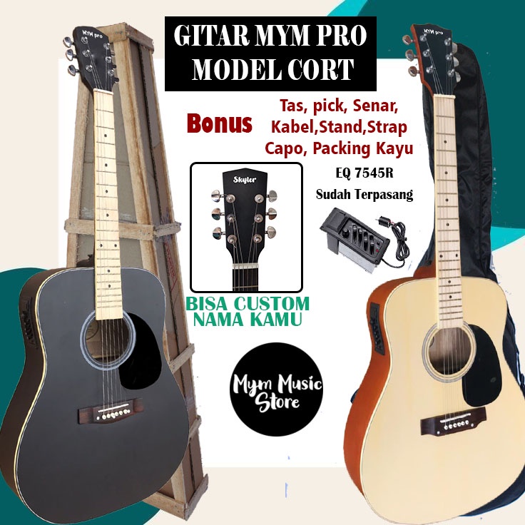 Gitar akustik elektrik 7545r cort FREE Packing Kayu