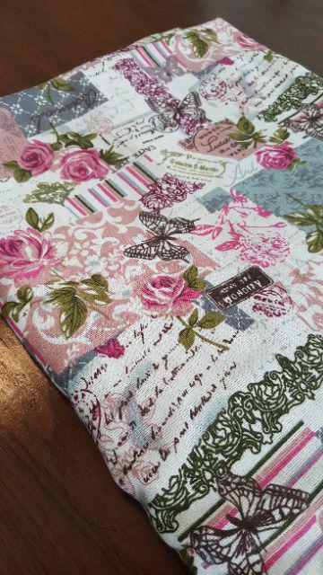 Kain Kanvas Impor Motif Mawar Klasik Vintage/kain Diy/kain Craft