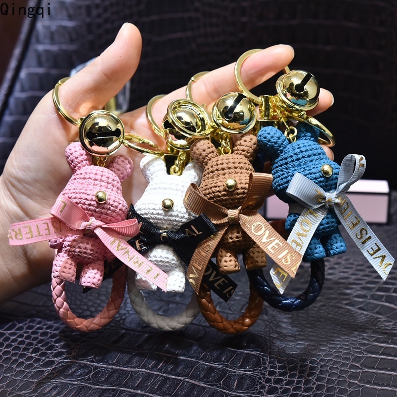 Gantungan Kunci Bentuk Boneka Beruang / Kelinci / Pita Bahan Resin Untuk Hadiah Anak Perempuan