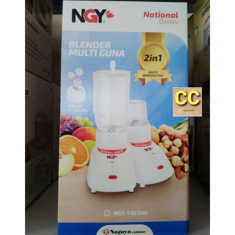 BLENDER NAGOYA KACA / plastik 2in1 - NGYT12GN6 6pisau NGY-T18GN