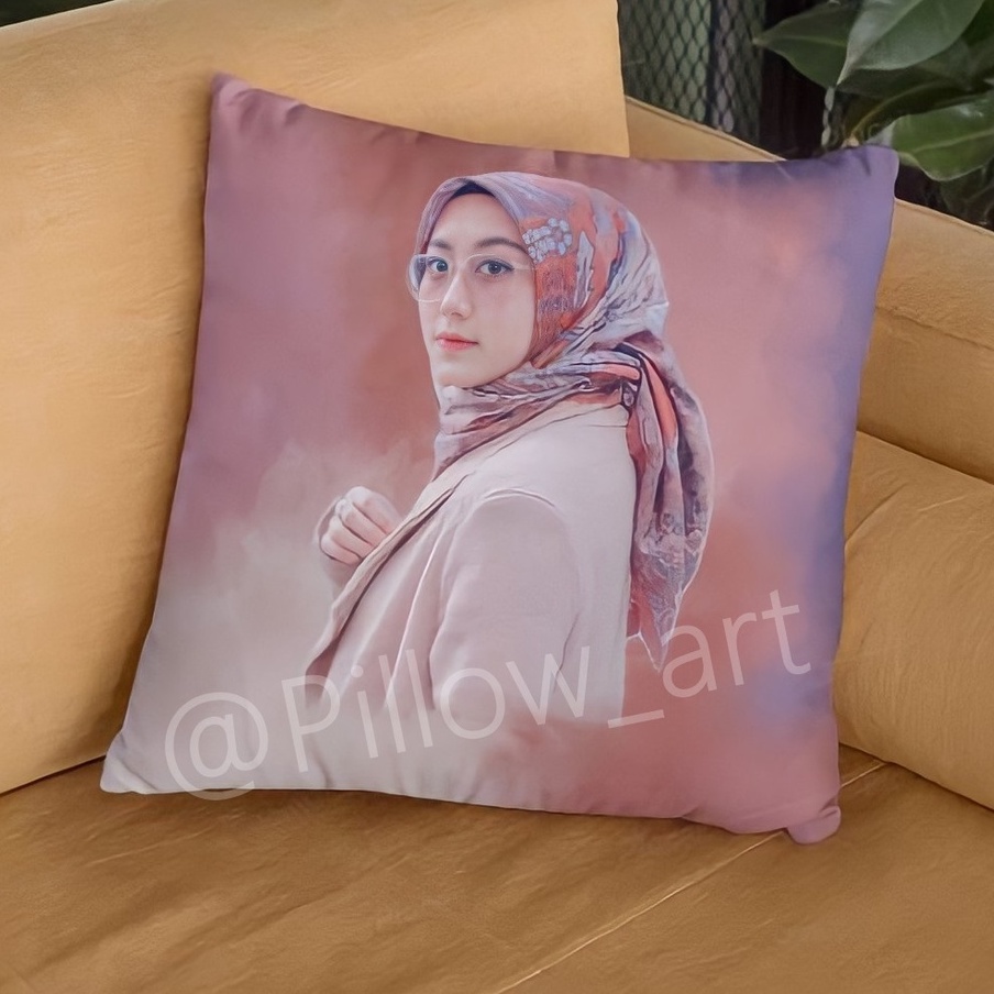 Pillowart - Bantal Custom Foto FREE DESAIN Ukuran 40x40 cm | Hadiah Ulang Tahun / Wedding / Wisuda - ART002