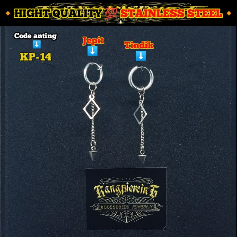 ANTING 100% STAINLESS STEEL BTS TERBARU JUNGKOK TINDIK DAN JEPIT