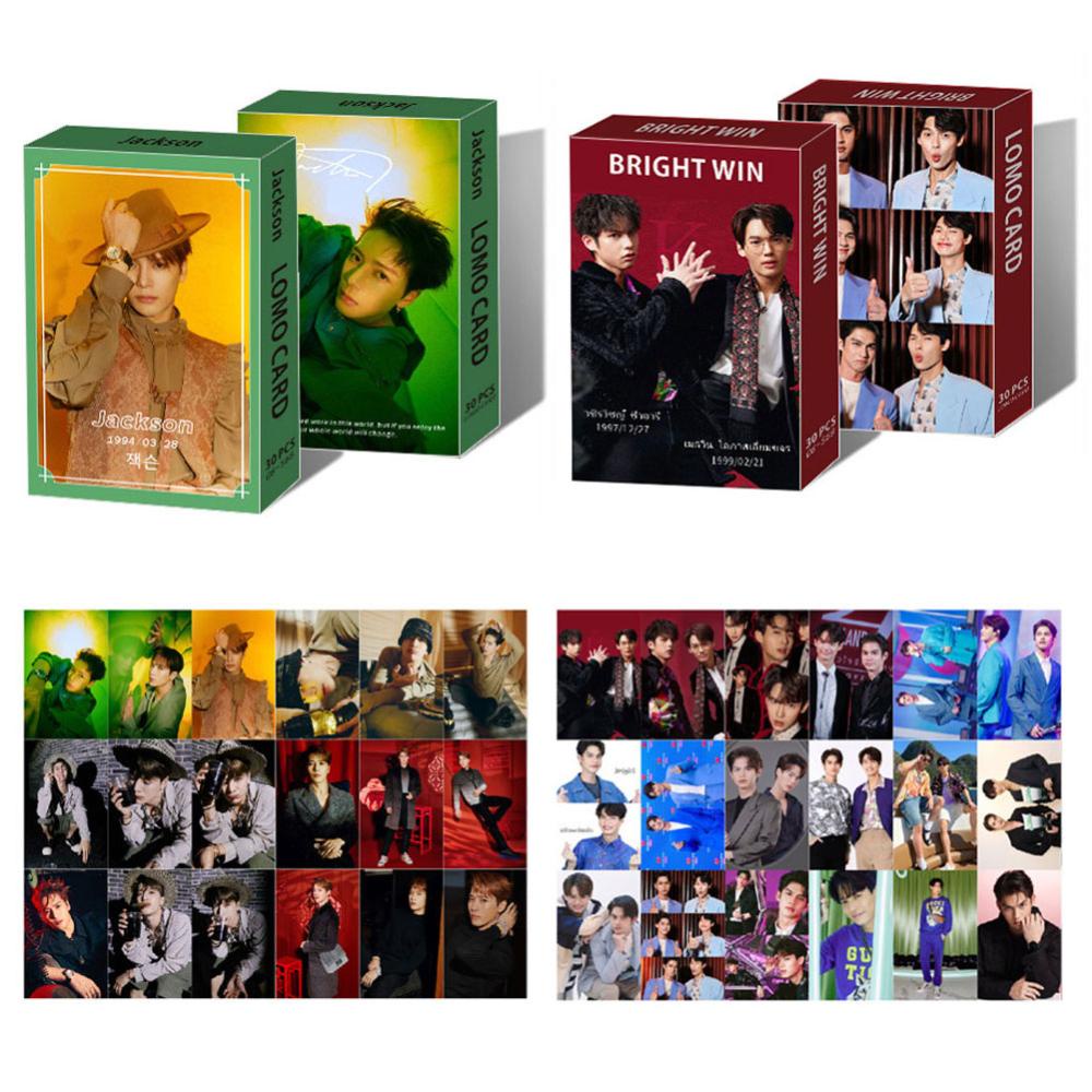 Timekey 30pcs / set Kartu Lomo Foto Polaroid Jackson Off-Gun Bright Win GOT7 IVE Singto Krist Lomo E5J2 Untuk Koleksi