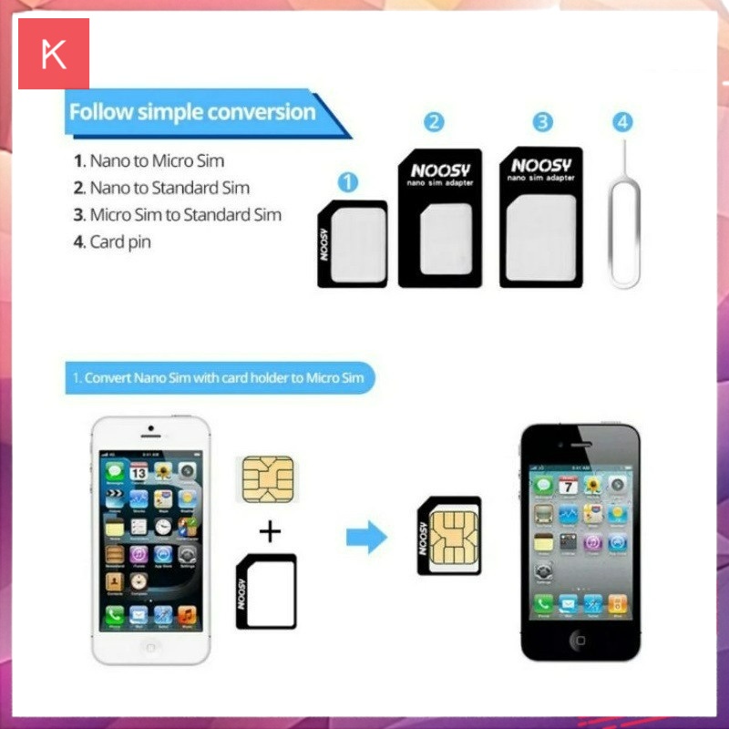 ANG NOOSY ADAPTER NANO SIM CARD 4 IN 1 / SIMCARD ADAPTER NANO NOOSY