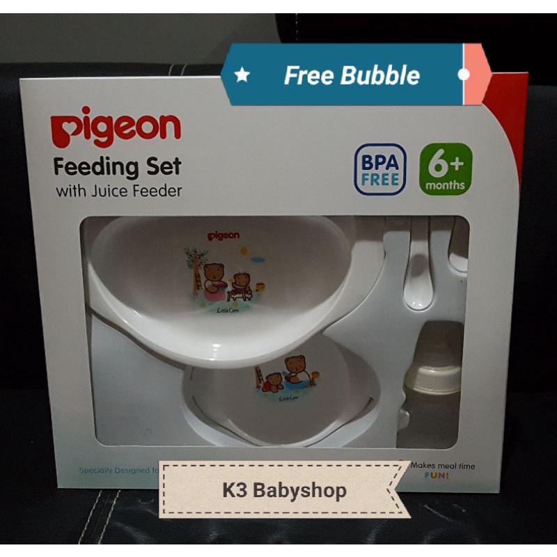 Pigeon Feeding Set with Juice Feeder Set perlengkapan makan bayi anak MPASI