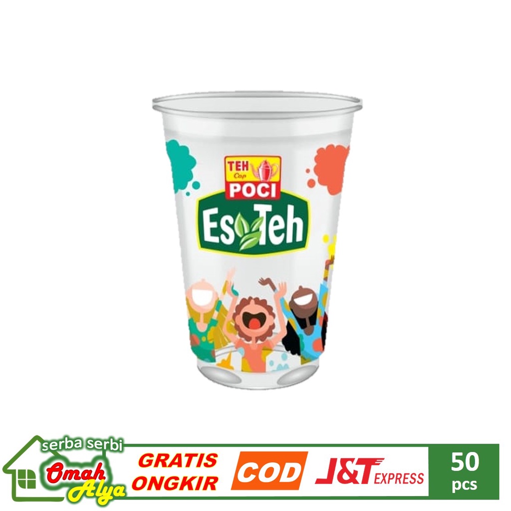 CUP GELAS TEH POCI BESAR 16 OZ 1 SLOP ISI 50 PCS