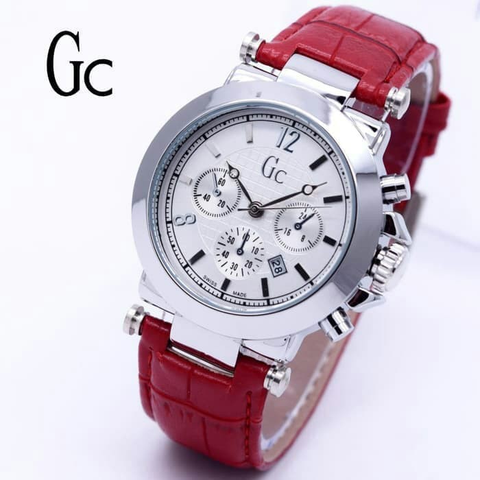 Jam Tangan Wanita GC Guess Collection Date Kulit Body Silver - Putih