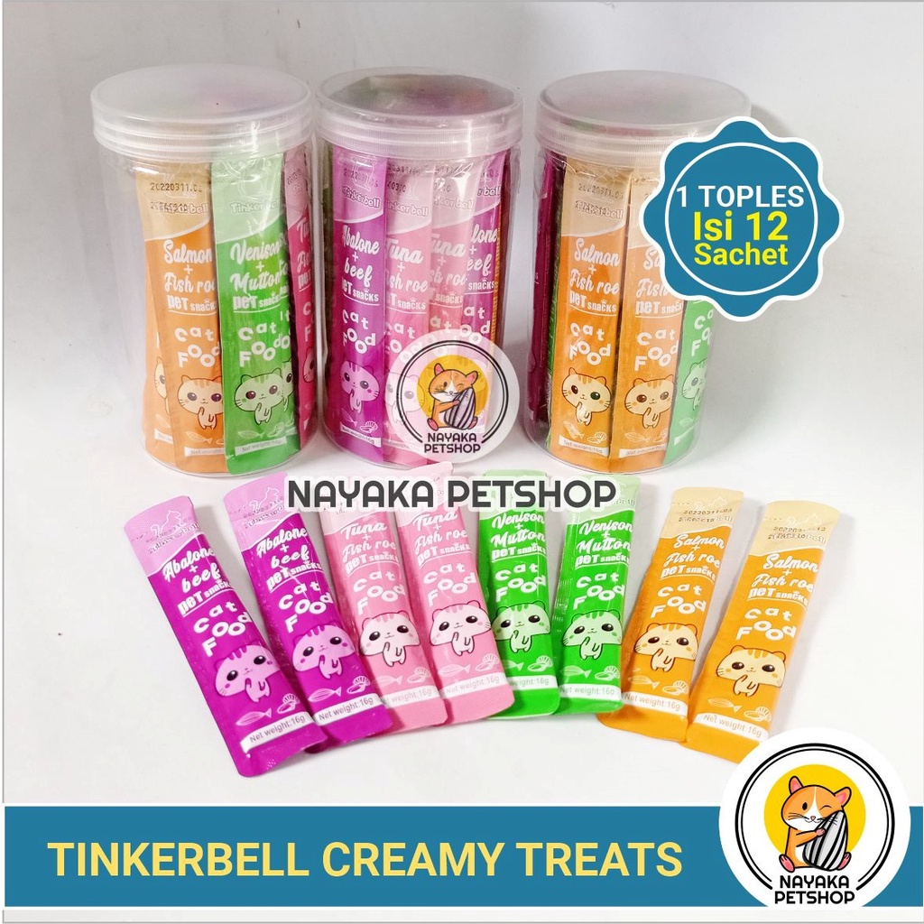 Tinkerbell Creamy Cat Treats 1 Toples Cemilan Kitten Snack Kucing