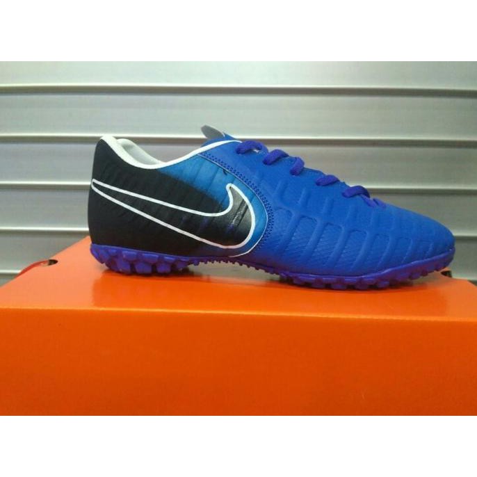 Ready Sepatu Futsal Nike Tiempo Turf Biru-Hitam List Putih Grade Ori ,,